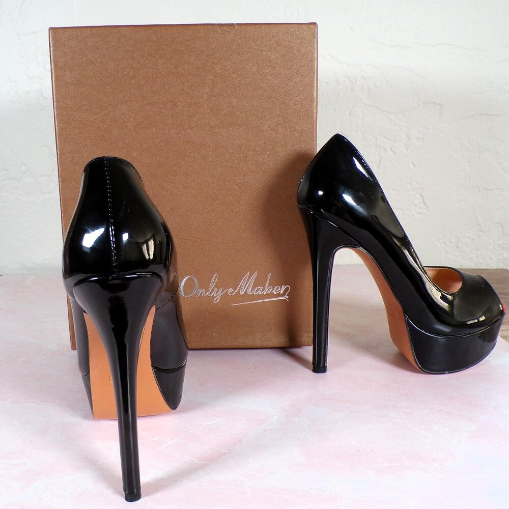 OnlyMaker Black Peep Toe Stilettos